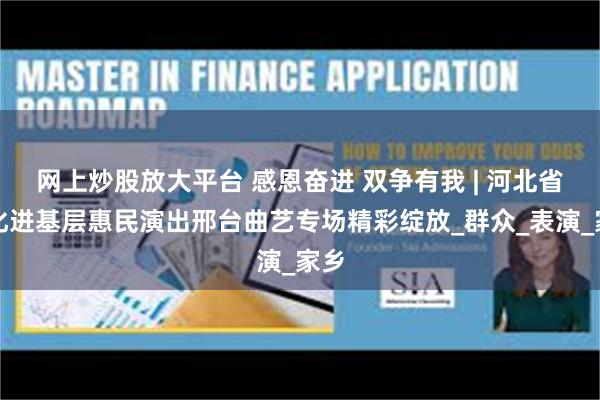 网上炒股放大平台 感恩奋进 双争有我 | 河北省文化进基层惠民演出邢台曲艺专场精彩绽放_群众_表演_家乡